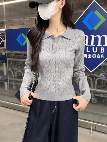 Real-shot, Age-Defying Polo-Neck Cable-Knit Long-Sleeve Sweater—New Arrival, Casual, Versatile Top with Preppy Style