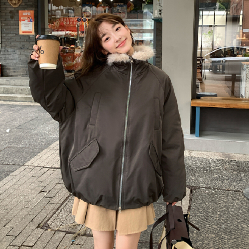 2025 High-End Eco-Friendly Leather-Plaid Collar Poppy Parka with Barren Style Down Cotton Women's and Men's Unisex Jacket