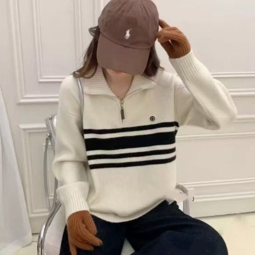 Korean Version Half-Open Chain Link Pattern Knitted Sweater for Women, Autumn/Winter New Arrival Loose Fashion Hooded Thick Warm Wool Outerwear