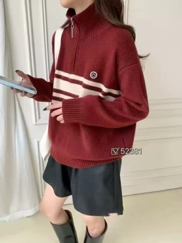 Korean Version Half-Open Chain Link Pattern Knitted Sweater for Women, Autumn/Winter New Arrival Loose Fashion Hooded Thick Warm Wool Outerwear