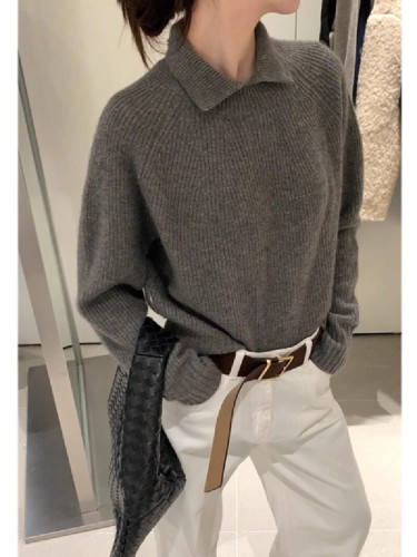 Chic Dongdaemun French Autumn/Winter 2025 New Korean Style Simple and Versatile Wool Small Collar Hooded Sweater