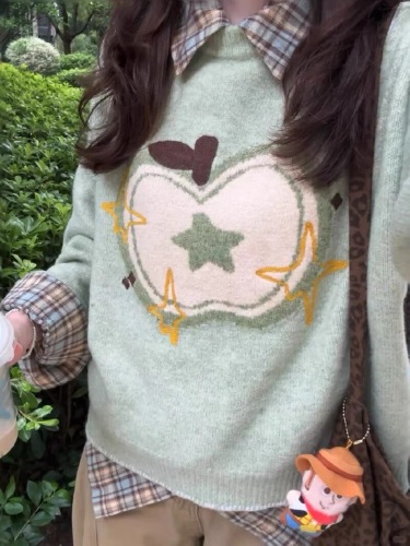 Candy-colored knit sweater with a laid-back, sophisticated vibe for women - 2025 new arrival, super stylish Korean-inspired early autumn top