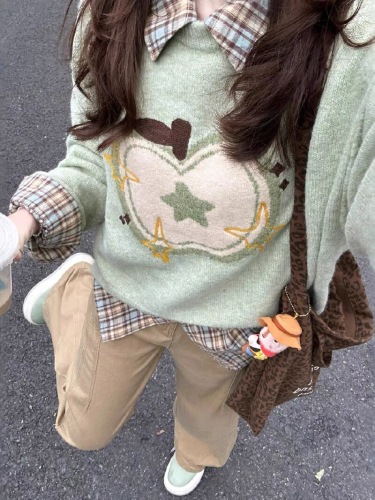 Candy-colored knit sweater with a laid-back, sophisticated vibe for women - 2025 new arrival, super stylish Korean-inspired early autumn top