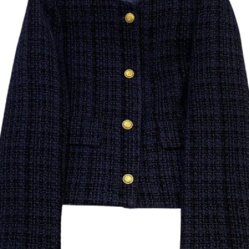 Women's 2025 Spring New Trend Navy Blue Small Perfume Style Suit Jacket for Stylish Casual Small Women's Top