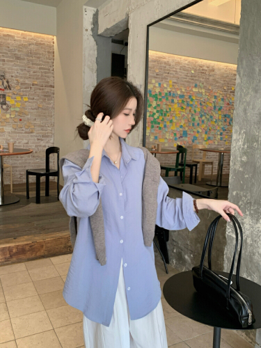 Photographed! Minimalist Old Money Style White Collared Long-Sleeve Shirt for Women Korean Version Basic Versatile Loose Blouse
