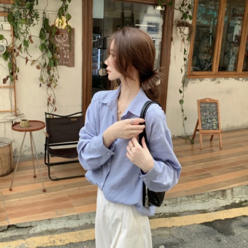 Photographed! Minimalist Old Money Style White Collared Long-Sleeve Shirt for Women Korean Version Basic Versatile Loose Blouse