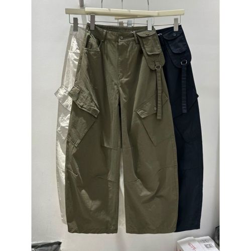 American Style 2025 Early Autumn Slant Pocket Trendy Youthful Curved Blade Work Pants for Women Loose and Slim High Street Wide Leg Casual Pants