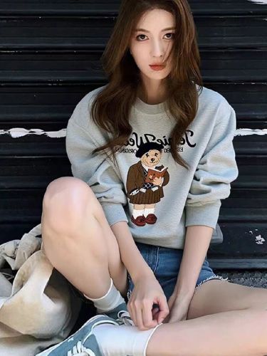 Stylish Petite Short-Sleeve Sweater for Women—Autumn/Winter Loose-Fit, Casual-Style Long-Sleeve Crew-Neck Top