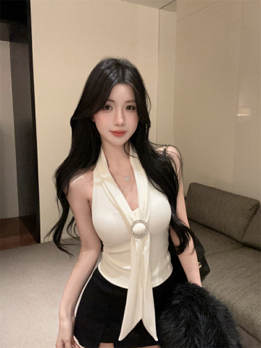 Real-shot ~ Alluring, ultra-sexy strappy halter top with adjustable straps, versatile short design, and chic hidden details.