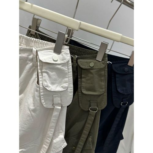 American Style 2025 Early Autumn Slant Pocket Trendy Youthful Curved Blade Work Pants for Women Loose and Slim High Street Wide Leg Casual Pants