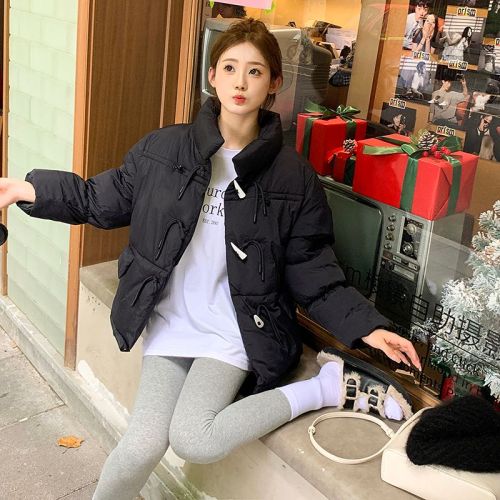 Dongdaemun Korean style horn button small down jacket women's short 2024 new cotton jacket