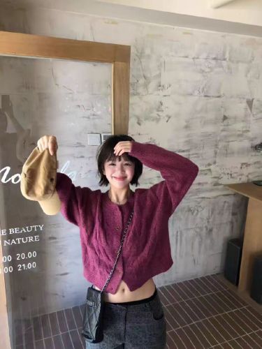 2025 Autumn New Cable Knit Cardigan Sweater Korean Round Neck Short Knit Top Casual Knit Jacket Fashion