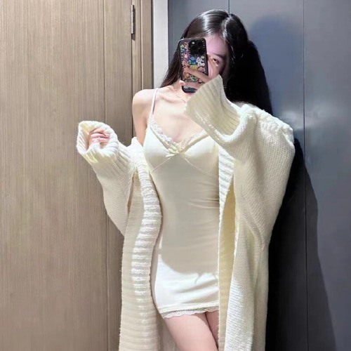 2025 Autumn/Winter New High-Grade Large Quilted Sweater Jacket, Elegant Medium Length Cable Knit Cardigan, Loose Fit