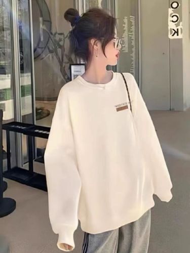 High-quality cotton blended CVC ribbed crew neck printed hoodie for women and men, regular, with thermal lining