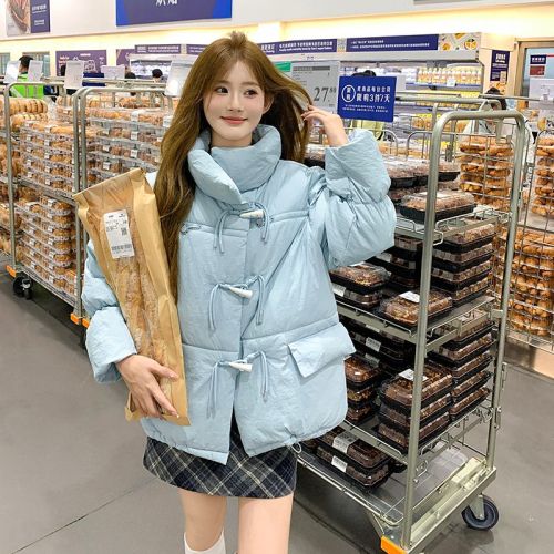 Dongdaemun Korean style horn button small down jacket women's short 2024 new cotton jacket