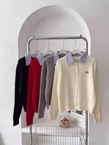 Small Gold Button Knit Cardigan POLO Collar Outerwear Slimming Top 2025 Autumn New Style Aolo Jacket