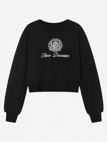 Women's Loose and Slouchy Short-Sleeve Round Neck Hoodie for Autumn and Winter