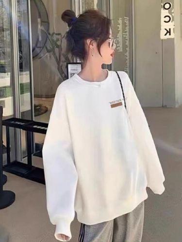 High-quality cotton blended CVC ribbed crew neck printed hoodie for women and men, regular, with thermal lining