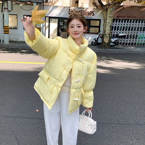 Dongdaemun Korean style horn button small down jacket women's short 2024 new cotton jacket