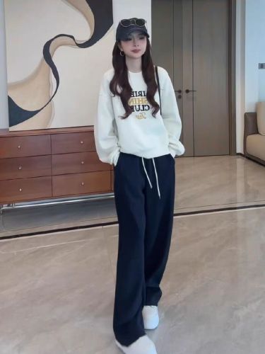 Comfy Short-Sleeve Round Neck Loose Women's Sweatshirt for Autumn and Winter - Small Size, Relaxed Vibe