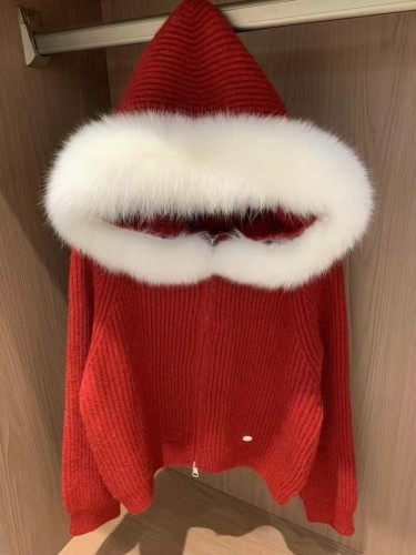 Doris Fur Soft Tone Autumn Fox Hooded Cardigan Winter New Lazy Style Soft Outerwear for Women