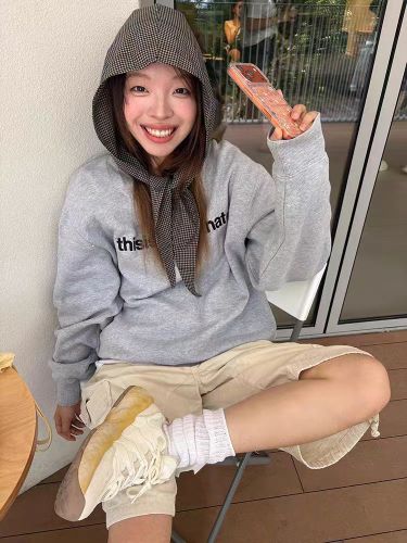 Women's Hooded Sweatshirt with Print, Round Neck, 2025 New Retro High-End Loose American Style Top