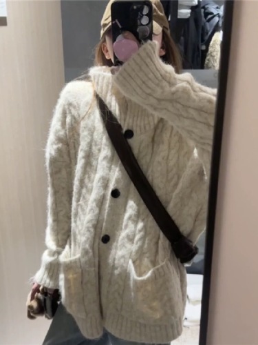 Loose Lazy Relaxing Chic Knit Cardigan Women's Autumn/Winter 2025 New Korean Style Trendy Hooded Sweatshirt