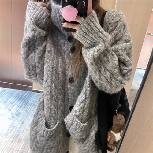 Loose Lazy Relaxing Chic Knit Cardigan Women's Autumn/Winter 2025 New Korean Style Trendy Hooded Sweatshirt