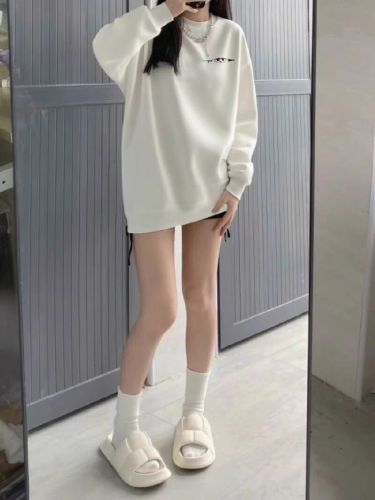 High-quality cotton composite CVC ribbed crew neck printed sweatshirt for women and couples, regular, with added warmth