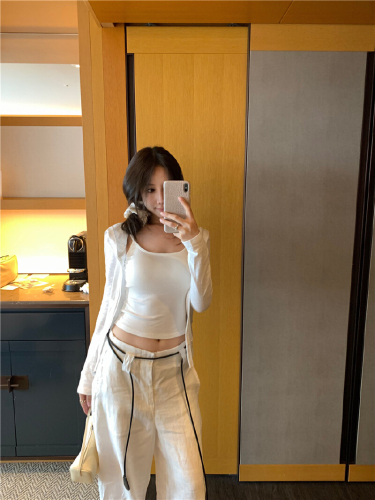 Actual shot 100% cotton slim/relaxed style open sweater ultra-thin breathable cover jacket