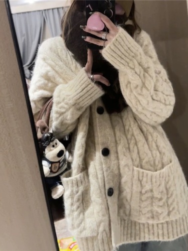 Loose Lazy Relaxing Chic Knit Cardigan Women's Autumn/Winter 2025 New Korean Style Trendy Hooded Sweatshirt