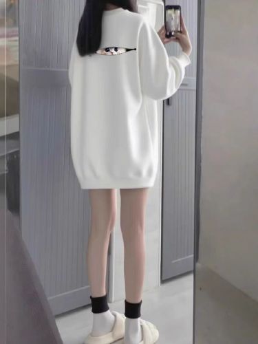 High-quality cotton composite CVC ribbed crew neck printed sweatshirt for women and couples, regular, with added warmth