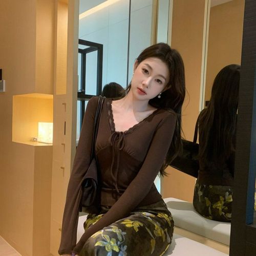Official Image Imitation Cotton Ribbing Light Mature Women's Nipple Mesh Sleeveless T-shirt Autumn Fitted Lace Slimming Top