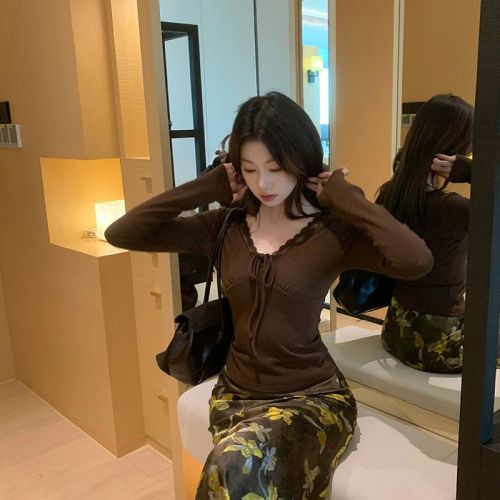 Official Image Imitation Cotton Ribbing Light Mature Women's Nipple Mesh Sleeveless T-shirt Autumn Fitted Lace Slimming Top