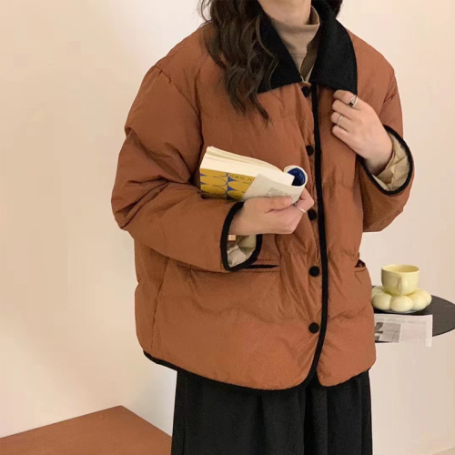 Real shot of women's cotton coat, Korean style short bread coat, small person, large size, Hong Kong style loose down jacket, student fat MM
