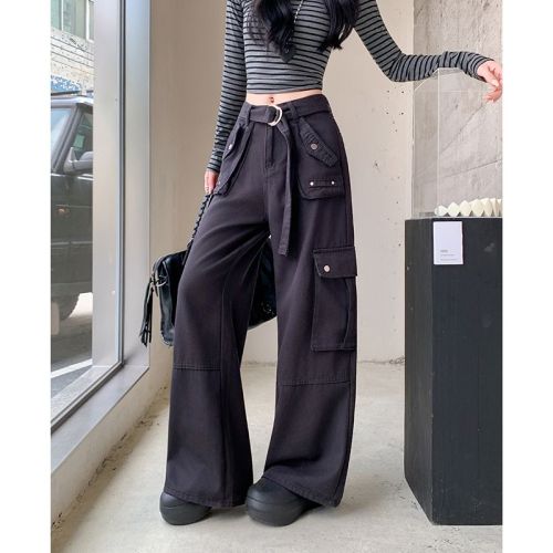 Actual Photos~ New Fall American Style Multi-Pocket Work Pants for Women, Relaxed Straight Leg Pants, Loose and Slimming Wide Leg Pants