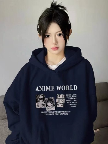 Official Image: Huamin Composite - Thin 310g - Fleece 400g Hooded Sweatshirt for Women - Autumn/Winter - Foreign Trade