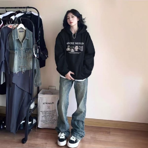 Official Image: Huamin Composite - Thin 310g - Fleece 400g Hooded Sweatshirt for Women - Autumn/Winter - Foreign Trade