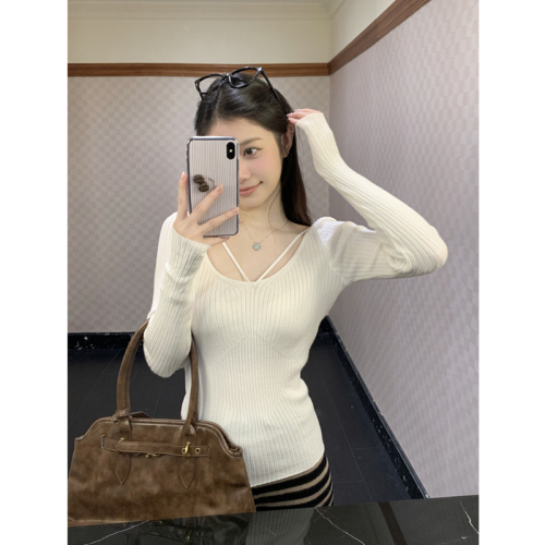 Actual shoot, true design sense, highlights soft skin, waist-cinch, innerwear, stretchy, slimming, knit base layer, women's, autumn and winter
