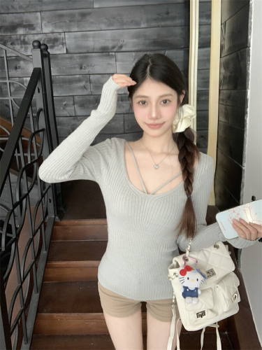 Actual shoot, true design sense, highlights soft skin, waist-cinch, innerwear, stretchy, slimming, knit base layer, women's, autumn and winter