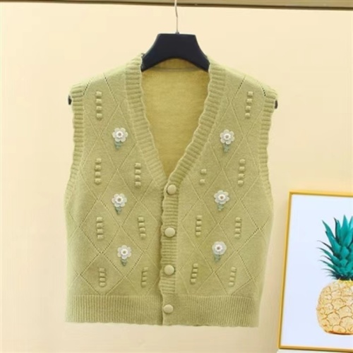 Short knitted vest for women, spring and autumn style, V-neck, unique layered sweater, vest, cardigan, loose waistcoat for outer wear