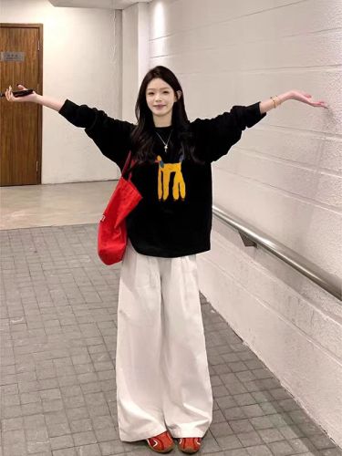 Korean-style long-sleeved women's t-shirt with design sense, lazy style, loose and casual, versatile top