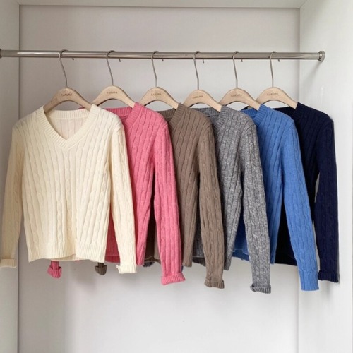 Lazy Style Cinnamon V-Neck Long-Sleeve Knit Top for Women Autumn/Winter 2025 New Arrival Korean Version Loose Matchy Matchy Hoodless Top