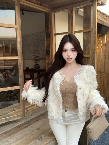 ~Actual Photos ~Viral Little Chanel-style Coat 2025 Winter New Lady Glamour Heavy Work Embroidered Diamond Feather Top