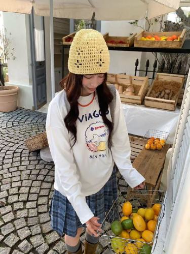 Korean-style long-sleeved women's T-shirt with a design sense, relaxed, loose, casual and versatile top