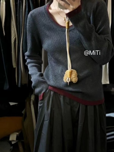 2025 Early Autumn New Korean Style Elegant Half-Neck Solid Color Slim Fit Versatile Core Yarn Knit Top