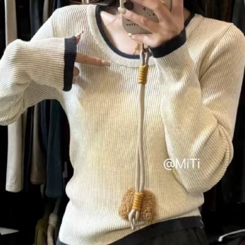 2025 Early Autumn New Korean Style Elegant Half-Neck Solid Color Slim Fit Versatile Core Yarn Knit Top