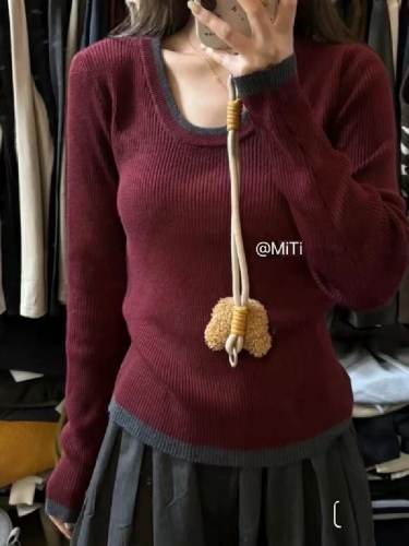 2025 Early Autumn New Korean Style Elegant Half-Neck Solid Color Slim Fit Versatile Core Yarn Knit Top