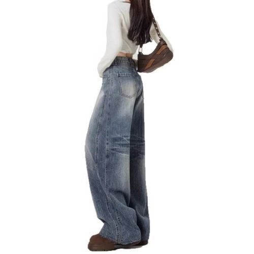 Vintage High Street Loose Wide Leg Women's Autumn Winter 2025 American Design High-Waisted Drape Knife-Hem Pants