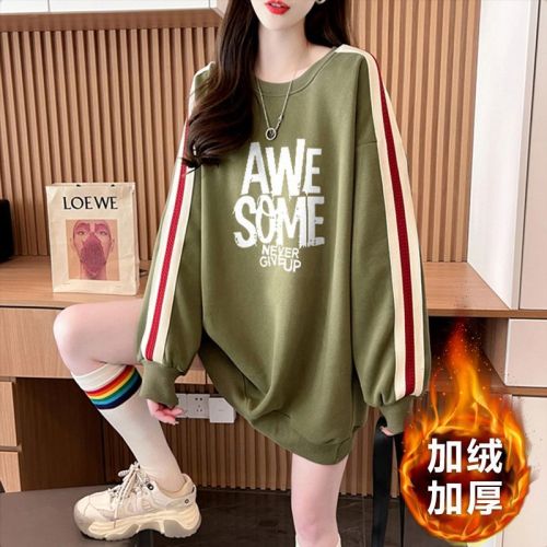 Official Image Imitation Hua Mian Fubei Bei Rong 220g 2025 Winter Padded and Thick Crew Neck Sweatshirt Outerwear for Women
